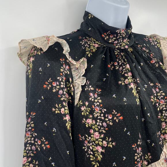 Amur Silk Devin Dress Sz 6 Whimsigoth Floral Romantic Cottage Ruffle Victorian - Picture 5 of 14